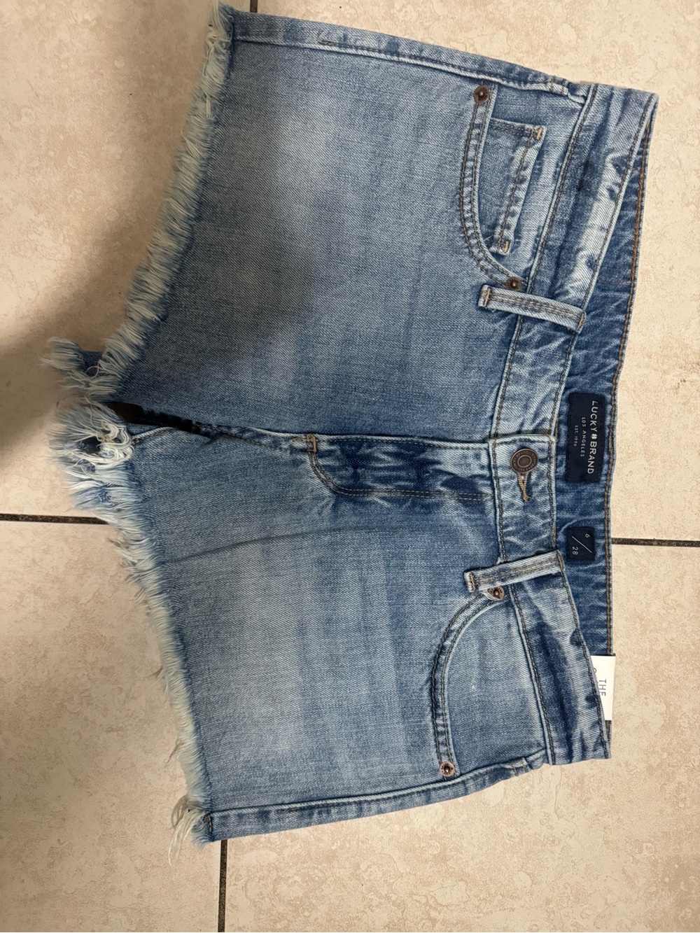 Lucky Brand Faded Light Blue Denim Cutoff Shorts with Frayed Hem